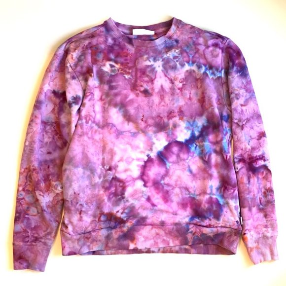 Fila Long Sleeve Crew Neck Custom Tie Dye Sweatshirt with Pockets - Picture 1 of 12